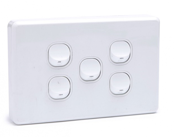 Modern Range Five gang two way Switch 10A